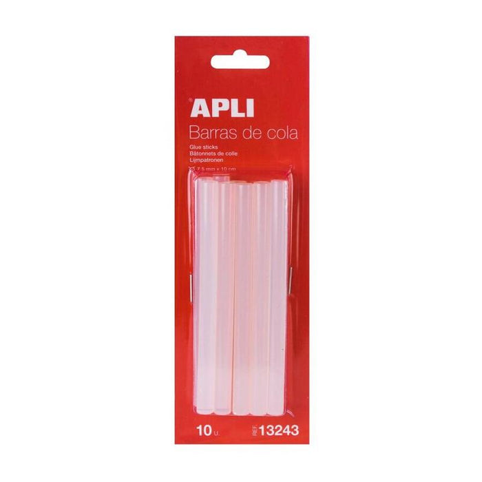 Apli Barras Adhesivas Para Pistola De Silicona Caliente Transparentes 10 Cm X 7,5mm Ø 10u