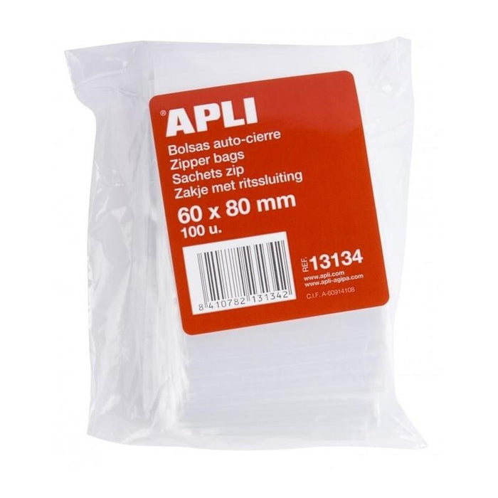 Apli Bolsas Con Zip Auto Cierre Transparentes - Tamaño 40x60 - Cierre Seguro Y Facil Manipulacion - Aptas Para Uso Alimenticio - Ideales Para Guardar Alimentos Y Objetos Cotidianos