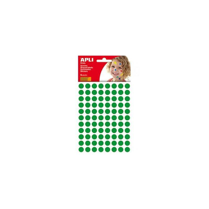 Apli Gomets Redondos 10,5mm Blister 6 Hojas Verde