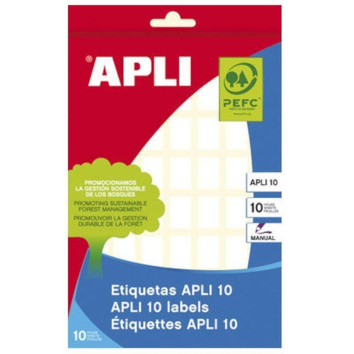 Apli Pack 10 Hojas Etiquetas 19x27mm Escritura Manual Cantos Romos Blanco