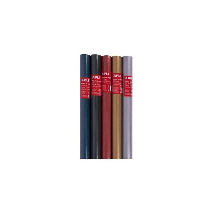 Apli Papel De Regalo Kraft Rollo 70cm X 2m Colores Surtidos -Expositor 55u-