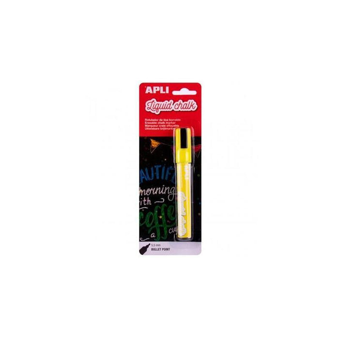 Apli Rotulador Tiza Líquida Punta Redonda 5,5mm Amarillo