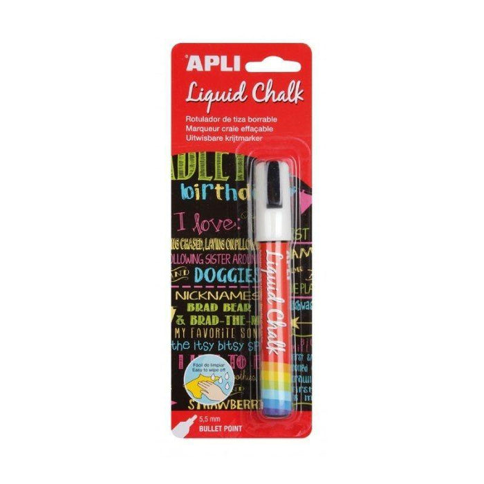 Apli Rotulador Tiza Líquida Punta Redonda 5,5mm Blanco