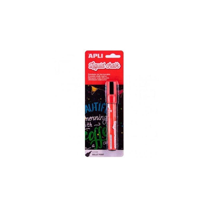 Apli Rotulador Tiza Líquida Punta Redonda 5,5mm Rojo
