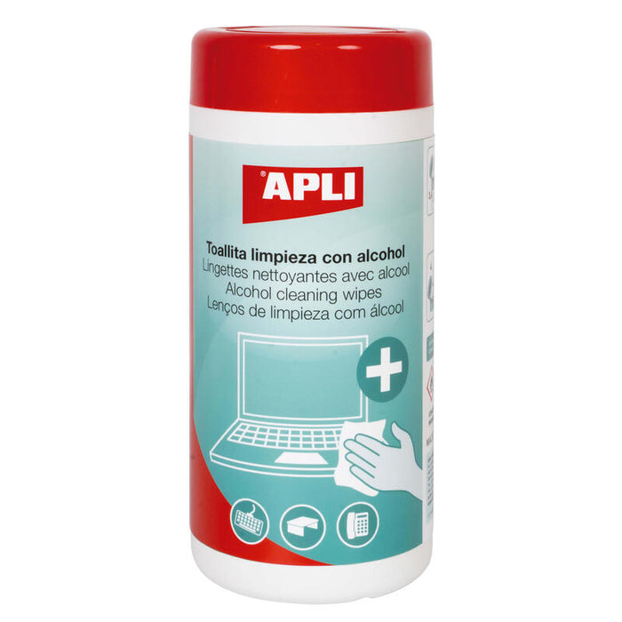 Apli Toallitas Hidroalcoholicas Desinfectantes - 220x110mm - 70% Etanol - 100 Unidades Con Dosificador - Normativa Antivirica