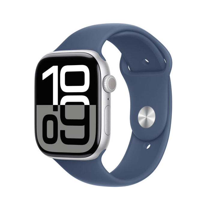 Apple Apple Watch Series 10 Gps 46mm Silver Aluminium Case With Denim Sport Band - S/M