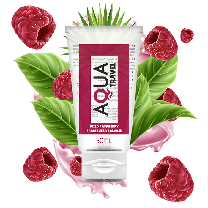 Aqua Travel - Lubricante Base Agua Sabor Frambuesa Salvaje - 50 Ml