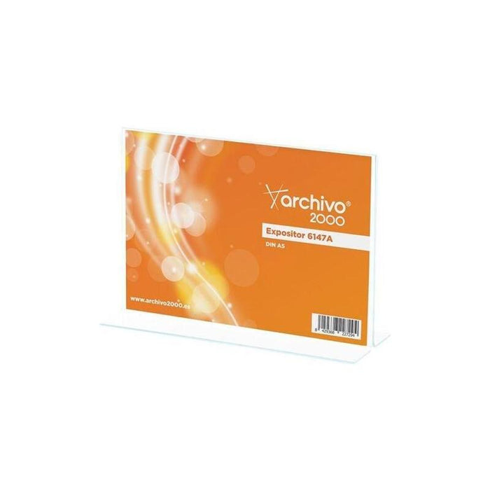 Archivo 2000 Expositor Sobremesa Archivo 2000 "Premium" En Forma De T Din A5 Horizontal Espesor 3 Mm 75x210x155 Mm