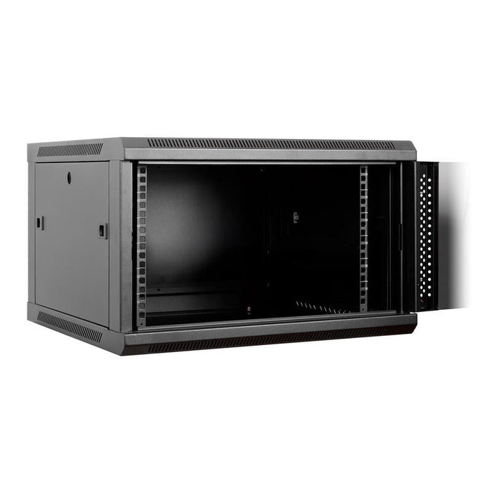 Armario Mural 19 Aiten Data 6u Ai6606s 600 X 600 X 368 2l Color Negro Puerta De Cristal Templado