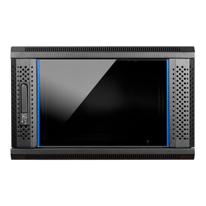 Armario Mural 19 Aiten Data 6u Ai6606s 600 X 600 X 368 2l Color Negro Puerta De Cristal Templado