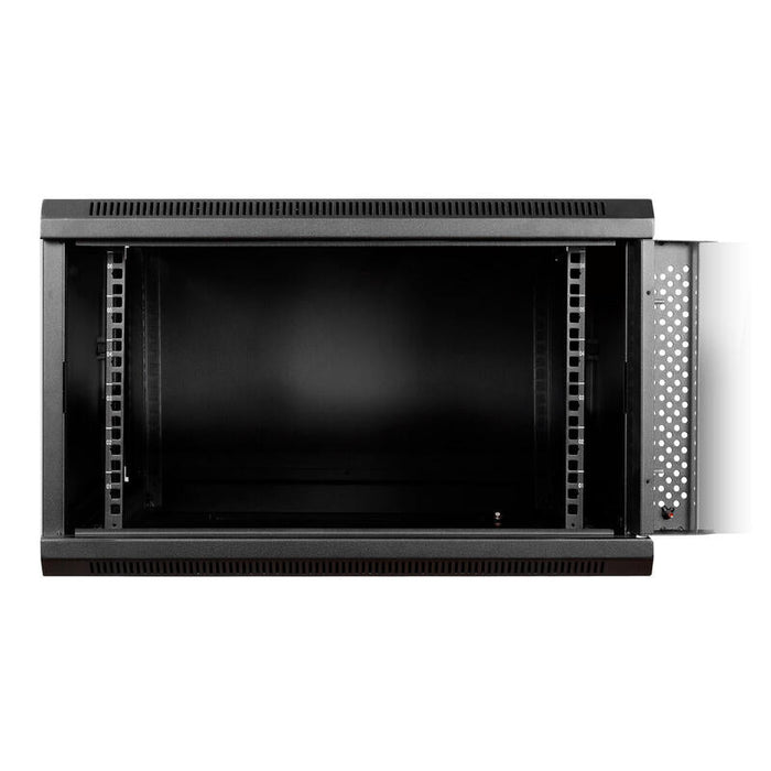 Armario Mural 19 Aiten Data 6u Ai6606s 600 X 600 X 368 2l Color Negro Puerta De Cristal Templado