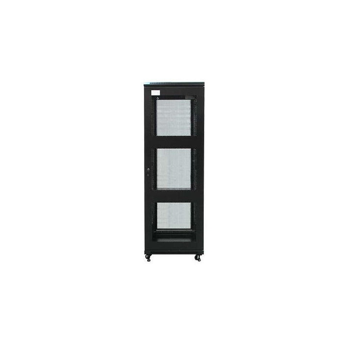 Armario Rack Suelo 19" Phasak-Pro 22u 600x800 Negro, 2 Bandejas Fijas+Ventilación X4-12" + Regleta X6