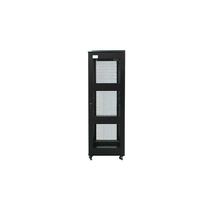 Armario Rack Suelo 19" Phasak-Pro 22u 600x800 Negro, 2 Bandejas Fijas+Ventilación X4-12" + Regleta X6