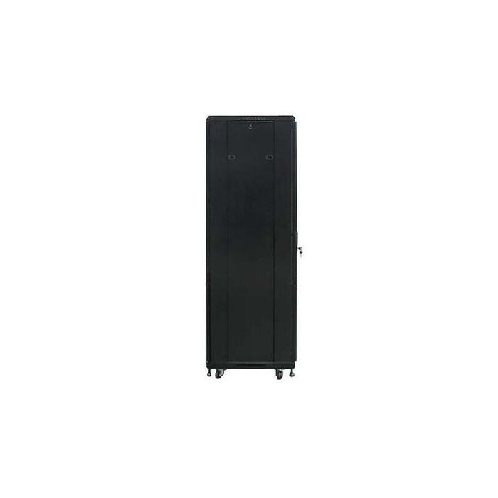 Armario Rack Suelo 19" Phasak-Pro 42u 600x600 Negro, 2 Bandejas Fijas+Ventilación X4-12" + Regleta X6
