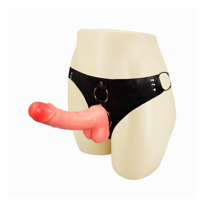 Arnés Con Dildo Y Testículos Natural 18,3 Cm