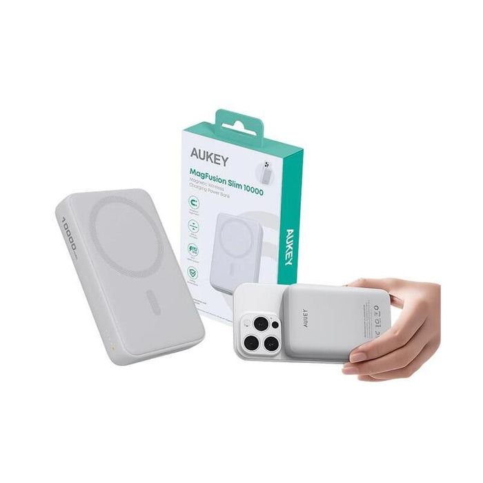 Aukey Pb-Ms04 White Qi2 Magsafe Powerbank 10000mah 20w Pd