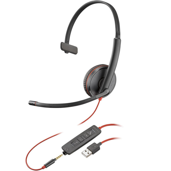 Auricular  Poly Blackwire 3215 Blackwire 3200 Series  Cableado Cancelación De Sonido Activo Conector De 3 5 Mm Usb-A Negro Certificado Por Skype Certificado Por Avaya Certificado Con Cisco Jabber