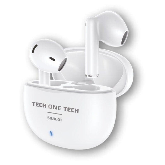 Auriculares Bluetooth Tech One Tech Siux.01 Tec1401 Con Estuche De Carga Autonomía 5h Blancos