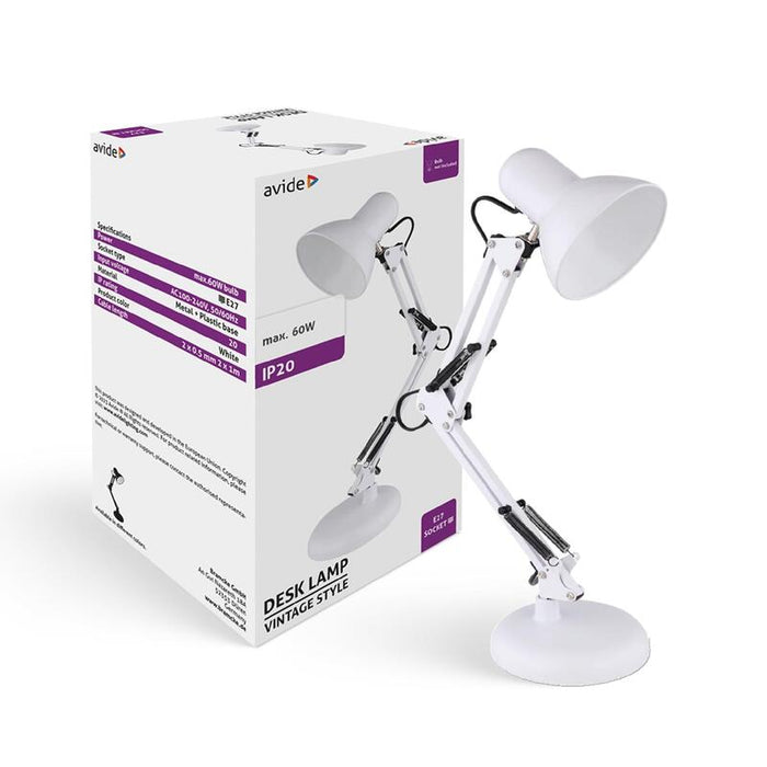 Avide Basic Lámpara De Mesa Vintage Blanco Plástico Max 60w