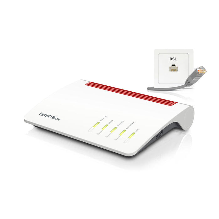 Avm Fritz!Box 7590 Router Inalámbrico Doble Banda (2,4 Ghz / 5 Ghz) Gigabit Ethernet 3g 4g Gris, Rojo, Blanco