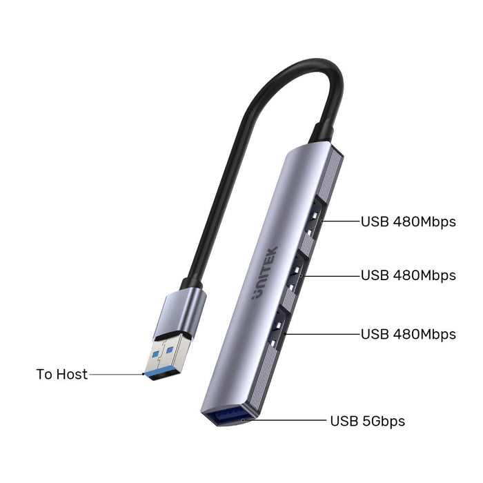 EAN 4894160050090 - UNITEK H1208A hub de interfaz USB 3.2 Gen 1 (3.1 Gen 1) Type-A 5000 Mbit/s Gris imagen 10