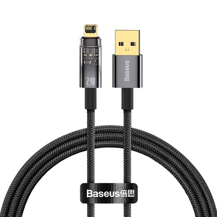 Explorer Series Auto Power-Off Fast Charging Data Cable Usb To Ip 2.4a 2m Black