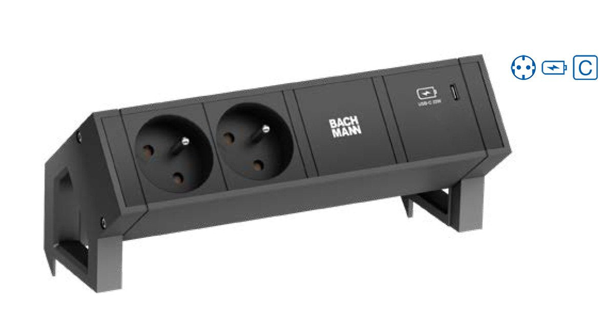 Bachmann , Desk2 2xcee7 3 1xusb C 60w 1xcm 0,2m Gst18 Ral9005