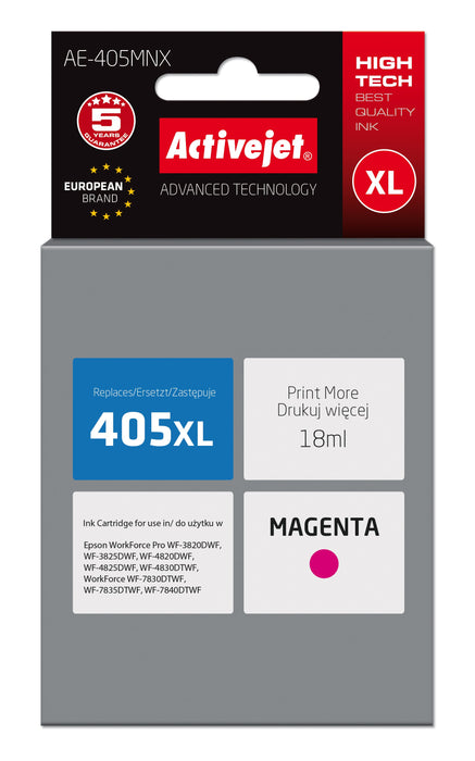 EAN 5901443115755 - Activejet AE-405MNX cartucho de tinta 1 pieza(s) Compatible Alto rendimiento (XL) Magenta imagen 1