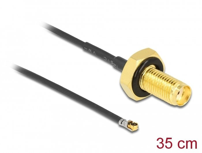 Delock Antennencable Sma Buchse Zum Einbau Zu Mhf 4l Lk Stecker 1.37 35cm Gewindelnge 10mm Spritzwassergeschtzt