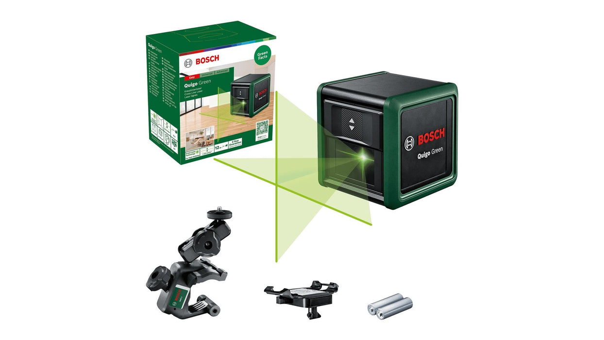 Bosch Láser De Líneas Cruzadas Quigo Green Ii, Con Pinza 0603663c02