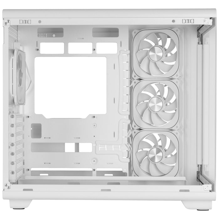 Caja Pc  Atx Mars Gaming Mc-Revpro Pantalla Lcd 4.3" Cristal Templado 4x Ventiladores Argb Blanco