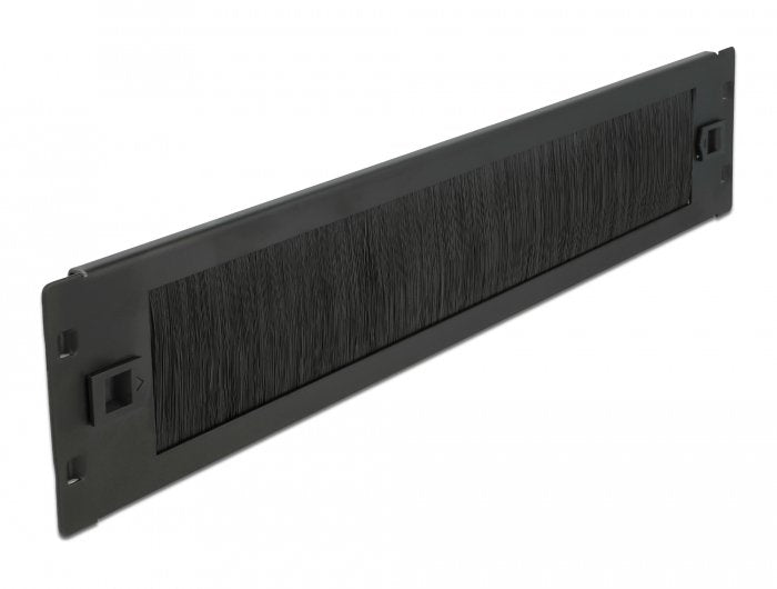 Delock 66346 Accesorio De Bastidor Panel Pasacables Con Cepillo, Guía Para Cable Negro, Panel Pasacables Con Cepillo, Negro, Metal, Nylon, 2u, China, 48,3 Cm (19")