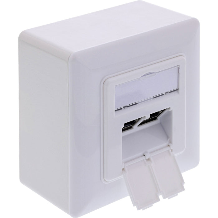 Inline® Cat.6a Socket, 2x Rj45 Jack, Ral9010, White
