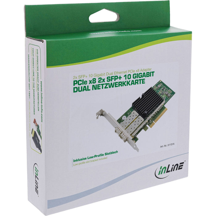 Inline® Dual 10 Gigabit Network Card, 2x Sfp+, Pcie X8, Incl. Lp Bracket