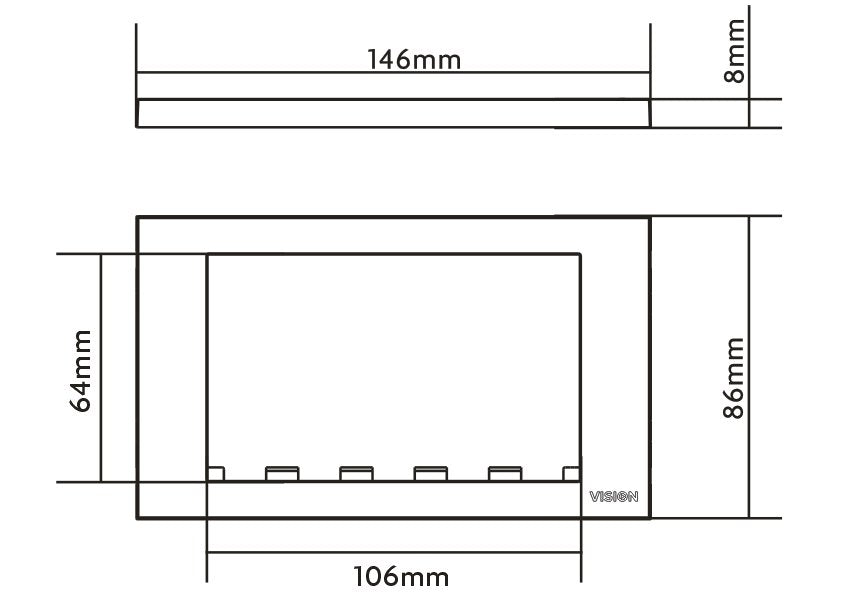 EAN 3446603000004 - Vision TC3 SURR2G placa de pared y cubierta de interruptor Blanco imagen 2
