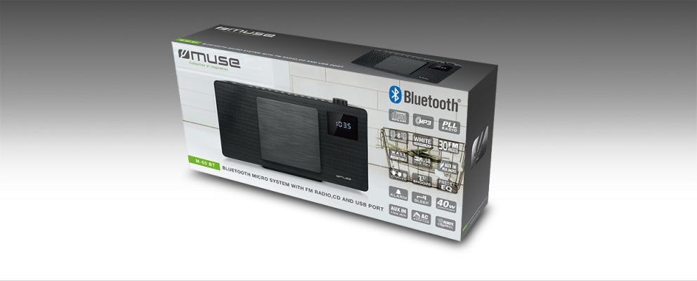 Muse M60bt Bt Cd Usb Radio Despertador Cd Usb De Estantería
