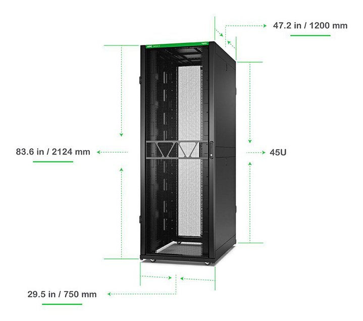 Armario Rack  Apc Netshelter Sx Gen 2 2124 Al X 750 An X 1200 P Mm Con Laterales Para Suelo Negro 45u 19"