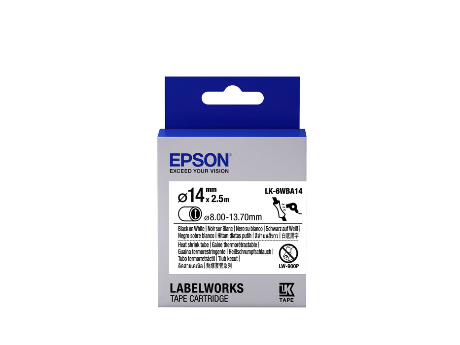 Epson Cinta Lk-6wba14 - Gaine Thermorétractable Hst Negro/Blanco D14/2,5