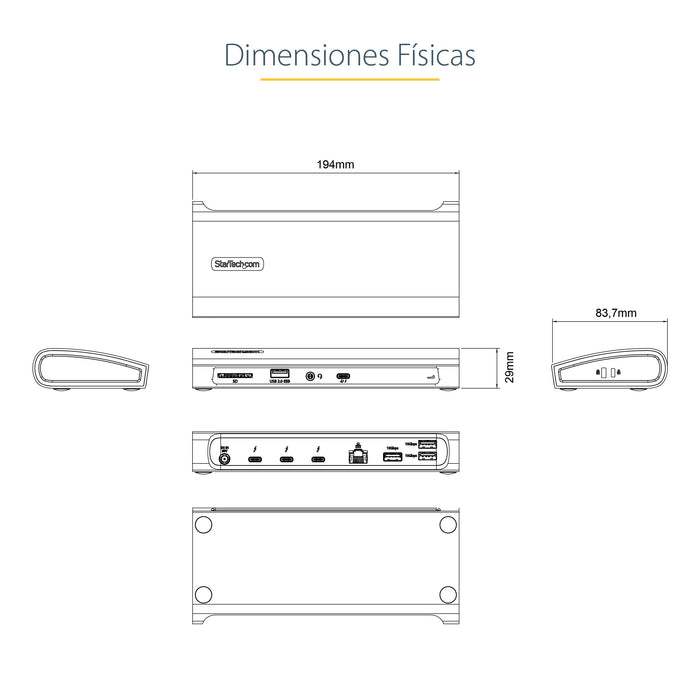 EAN 0065030895064 - StarTech.com TB4CDOCKUE base para portátil y replicador de puertos Alámbrico Negro, Gris imagen 12