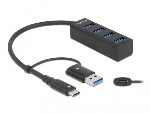EAN 4043619638284 - DeLOCK 63828 hub de interfaz USB 3.2 Gen 1 (3.1 Gen 1) Type-A + Type-C 5000 Mbit/s Negro imagen 1
