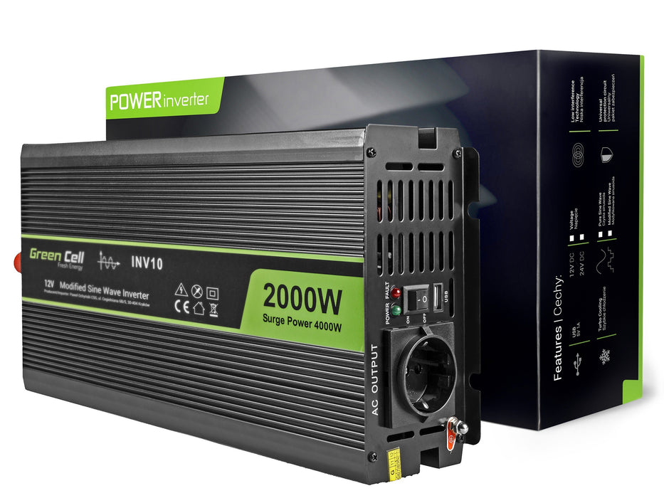 EAN 5902719427893 - Green Cell INV10 adaptador e inversor de corriente Auto 2000 W Negro imagen 1