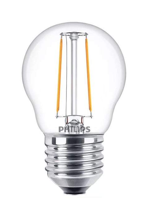 Signify Philips - Bombilla Con Led-Filament - Form: P45 - Transparente Finish - E27 - 2 W (Equivalente 25 W)