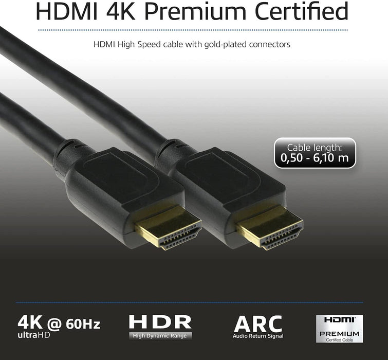 Cable Hdmi 4k Uhd Act Connectivity 2m Macho Macho High Speed Premium Certificado V2.0 Negro