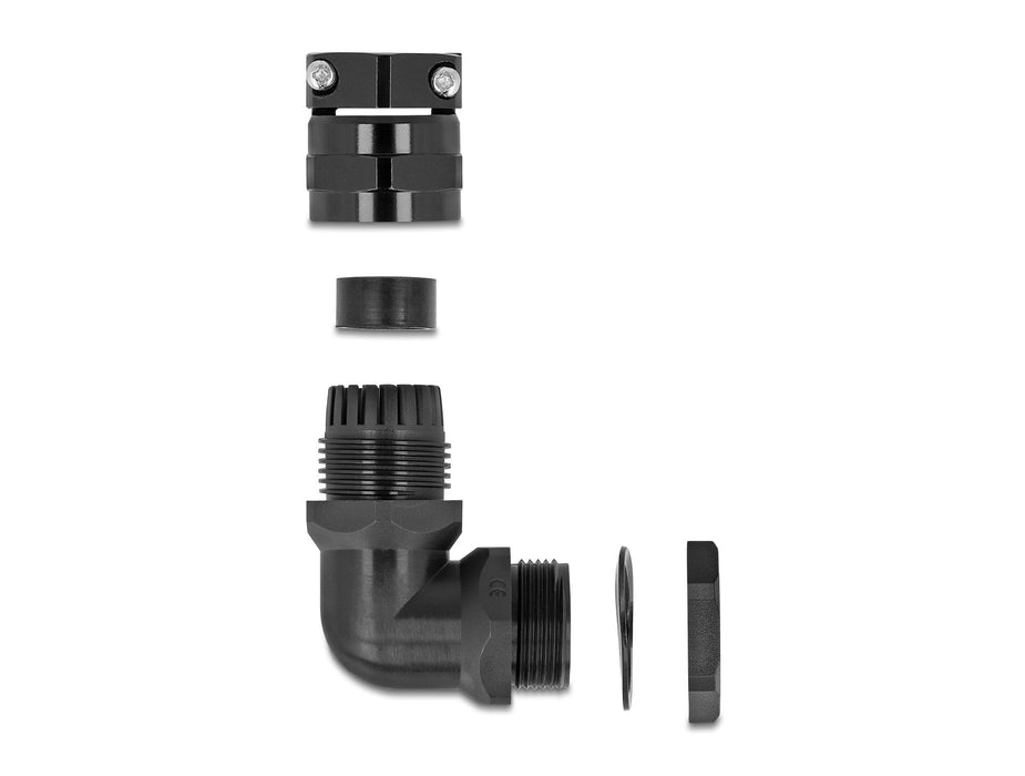 Delock 60599 Prensaestopas Con Alivio De Tensión Y Protección Contra La Flexión Ángulo De 90 ° Pg21 Negro