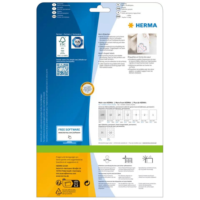 EAN 4008705107907 - HERMA 10790 etiqueta autoadhesiva Corazón Permanente Blanco 350 pieza(s) imagen 6