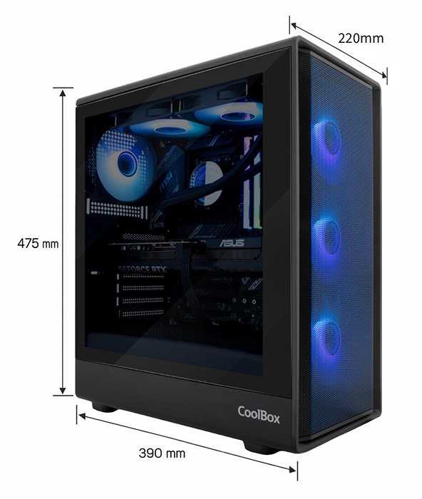 Coolbox Caja Atx Ga700 Darkside Gpu Max 315mm Cristal Templado Liquida 240mm Usb-C Negra