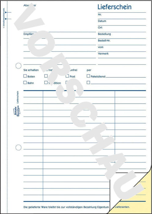 Avery Zweckform Lieferschein - 40 Hoja - A5 (148 X 210 Mm)