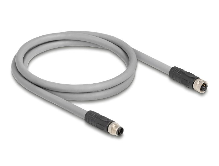 Delock M12 Cable L-Kodiert 5 Pin Stecker Zu Buchse Pur Schleppkettentauglich 1 M Grau