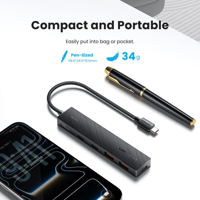Hub Usb Tipo-C 3.2 Vention Ckdbb 2xusb 2xusb Tipo-C 1xusb Tipo-C Pd