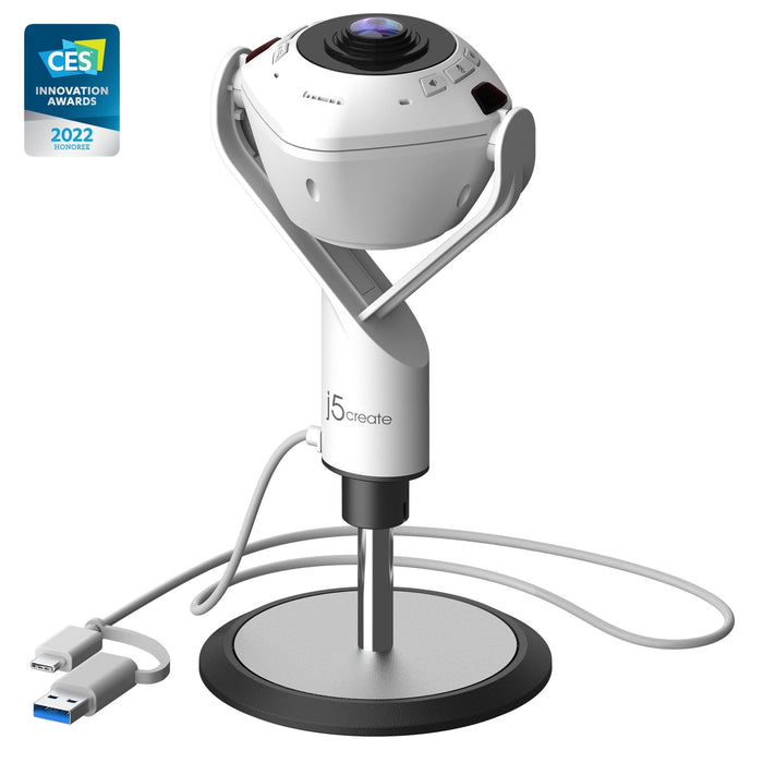 Cámara Web J5create Jvu368  De 360° Alimentada Por Ia Con Altavoz